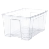 Clear plastic SAMLA storage box. Transparent, polypropylene, simple design.