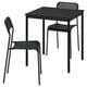 SANDSBERG Table and 2 chairs, black black/black, 67x67 cm