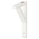 White wooden l-shaped shelf bracket for 20-30 cm shelves, reversible design.