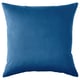 SANELA blue square throw pillow. Velvet texture, solid colour, clean design.