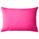 Bright pink SANELA cushion cover, rectangular, smooth cotton velvet, zip closure.
