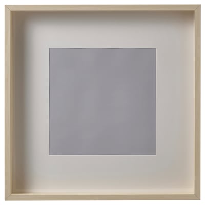 SANNAHED picture frame, light wood, square, with grey mat, empty.
