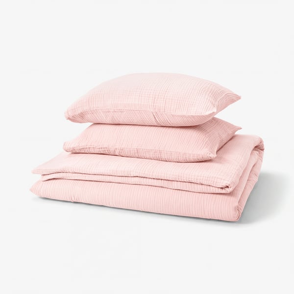 SCHERSMIN Duvet cover and 2 pillowcases, pale pink, 240x220/50x60 cm