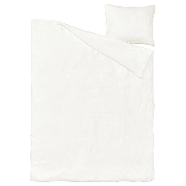 SCHERSMIN white duvet set, soft muslin cotton, simple rectangle design.