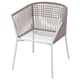 SEGERÖN chair, grey, outdoor. Woven rope, powder-coated steel frame, curved back, compact design.