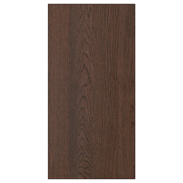 Dark wood-toned kitchen cabinet with oak veneer and solid wood edge, rectangular shape.