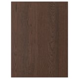 Dark brown, oak wood grain SINARP cabinet front with solid wood edge.