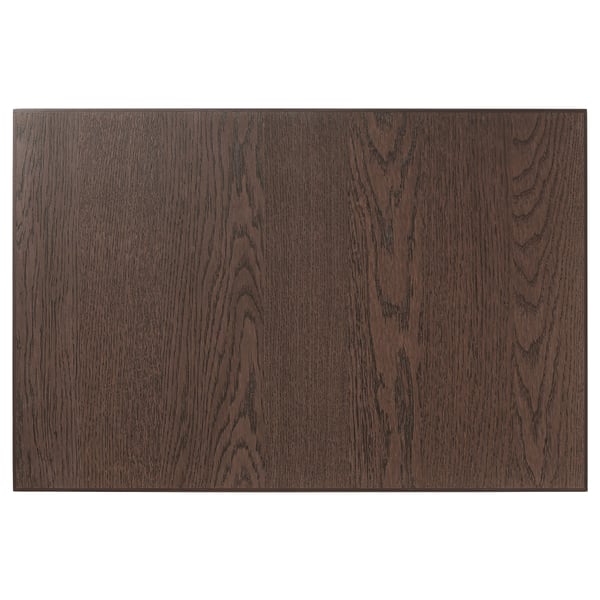 Dark brown wood panel, rectangular shape, smooth texture, solid oak edge.