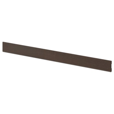 Brown wooden kitchen plinth, rectangular, smooth plastic surface.