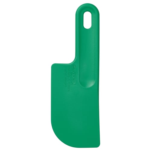 Bright green SJÖRUDA spatula with rounded handle, perfect for baking, has a comfortable grip and narrow blade for precise use.
