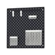 Black SKÅDIS pegboard with metal mesh pockets, clips, square shape.