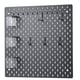 SKÅDIS grey pegboard with hooks and plastic containers. Organised wall storage solution.