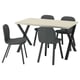 SKÅLSTA Table and 4 chairs, light grey-beige X-shaped black-grey/Knäbäck dark grey profiled metal/black-grey, 140x80 cm