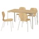SKÅLSTA Table and 4 chairs, oak effect straight light grey-beige/oak veneer tubular metal/light grey-beige, 140x80 cm