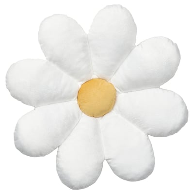 SKOGSDUVA pillow, white, soft, flower-shaped, plush, childrens decor.