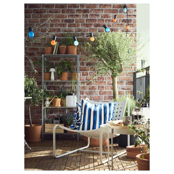 SKOGSÖN Easy chair, light grey outdoor