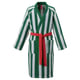SKOGSSALLAT robe, green-white stripes, red belt, soft cotton, v-neck, full-length, side pockets.
