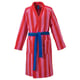 SKOGSSALLAT bathrobe, red/pink stripes, plush cotton, belted design.