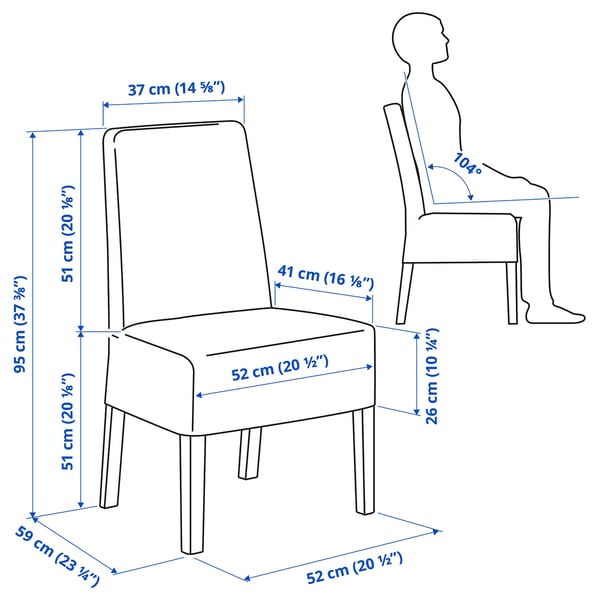 Illustration with measurements for the product: SKOGSTA.