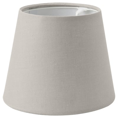 SKOTTORP grey fabric lampshade with conical shape and simple design.