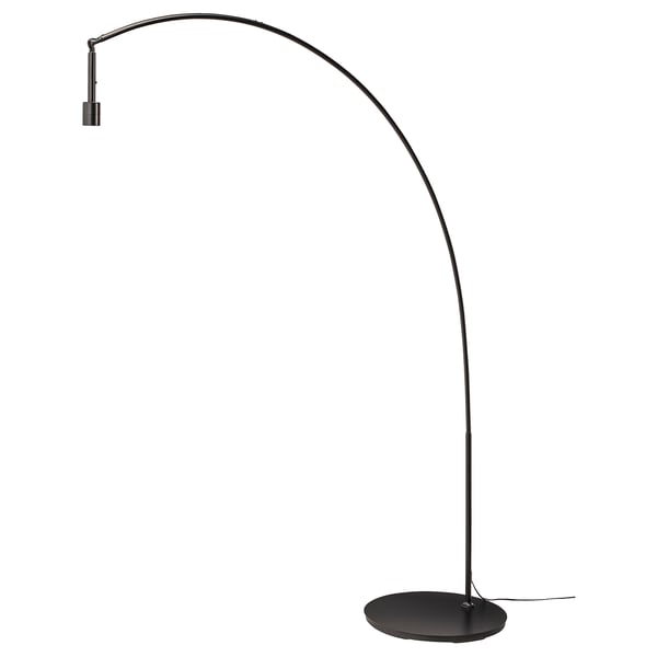 SKOTTORP black arched floor lamp, sleek & minimalist design, flexible lighting.