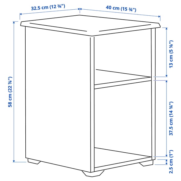 Illustration with measurements for the product: SKRUVBY.