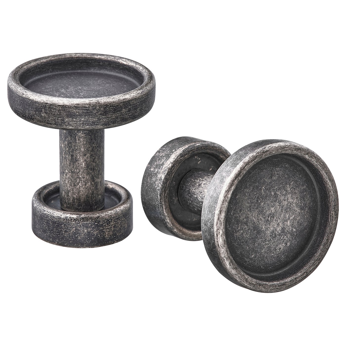 Image shows SKRUVSHULT round knobs with anthracite finish.