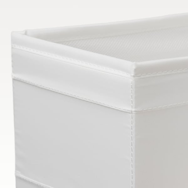 White, rectangular storage box with sturdy, clean seams and zip detail.