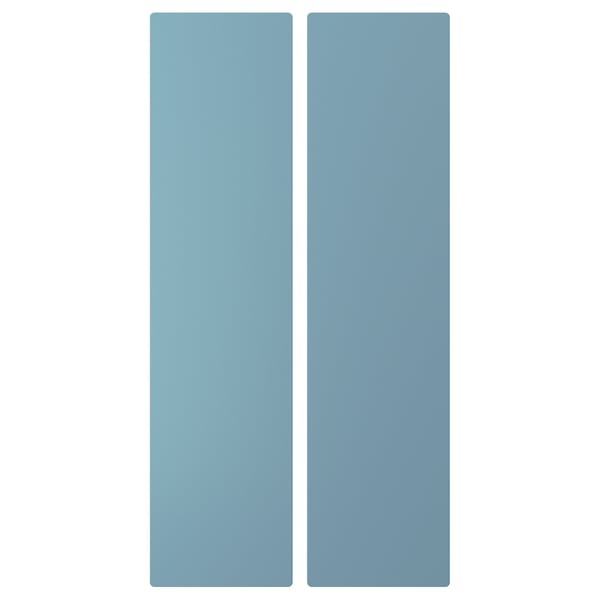 Two identical vertical light blue rectangular panels, pastel coloured, smooth finish.