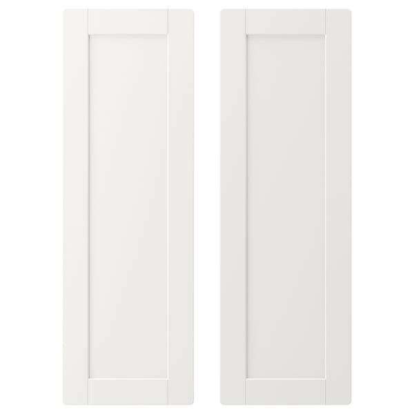 Two white rectangular storage doors, simple design with rounded corners, plain texture, for SMÅSTAD/platsa units.