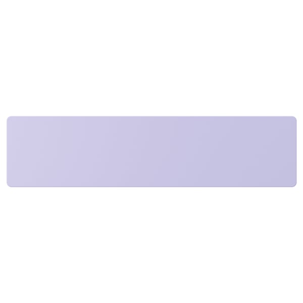 Lavender-colored rectangular box, smooth finish, fits drawer. Made from fiberboard.