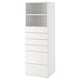 A white ikea SMÅSTAD storage unit with drawers and shelves.
