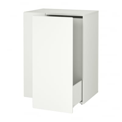 White ikea SMÅSTAD pull-out wardrobe for kids, minimalist design, durable, compact.