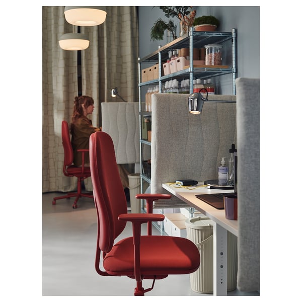 SMÖRKULL Office chair with armrests, Gräsnäs red