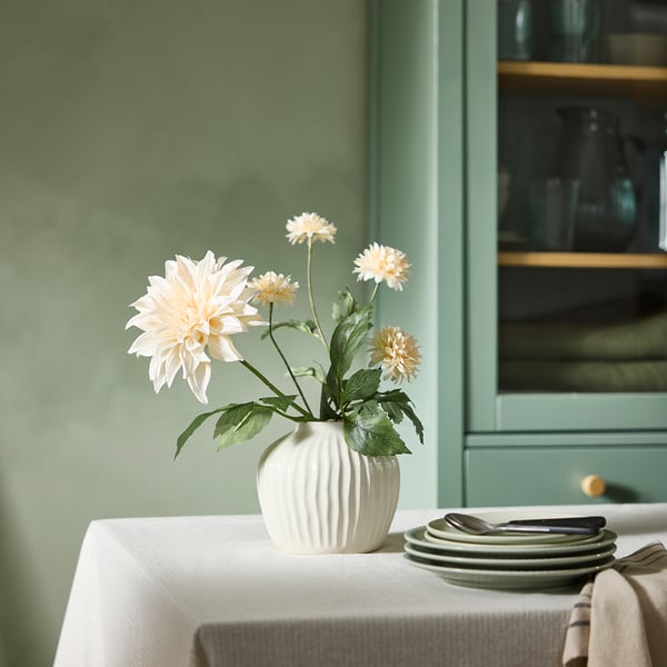 SMYCKA Artificial flower, in/outdoor Dahlia/white, 65 cm