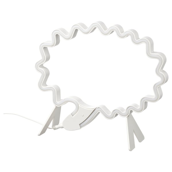 SNÖDJUP led lamp, white, speech bubble shape, adjustable colour, safe design.