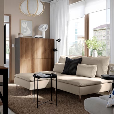 SÖDERHAMN 2-seat sofa with chaise longue, Kelinge dark blue