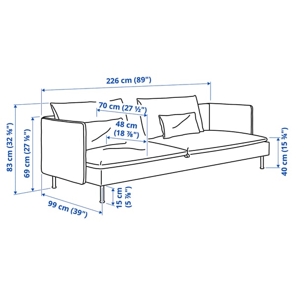 SÖDERHAMN 3-seat sofa-bed, Viarp beige/brown