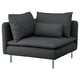 Black modern sofa, SÖDERHAMN. Deep seats, loose cushions, high legs. Cotton, polyester cover. Airy, stylish design.