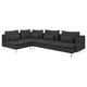 SÖDERHAMN dark grey l-shaped sofa, modern & deep-seated, black cushions, metal legs, cozy & stylish.