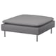 The SÖDERHAMN footstool a grey washable cover with a modern square shape and metal legs.