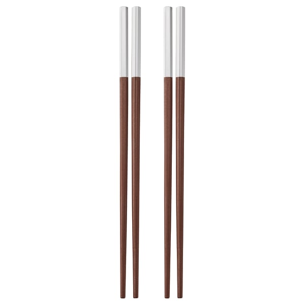 SÖTBJÖRNBÄR chopsticks, brown & silver, octagonal, easy grip, authentic dining.
