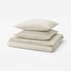 SOLFIBBLA Duvet cover and 2 pillowcases, white beige/stripe, 200x200/50x60 cm