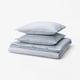 SOLFIBBLA Duvet cover and 2 pillowcases, white blue/stripe, 240x220/50x60 cm
