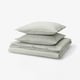 SOLFIBBLA Duvet cover and 2 pillowcases, white green/stripe, 240x220/50x60 cm