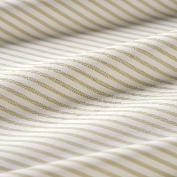 Close-up of striped recycled cotton fabric, soft and breathable.