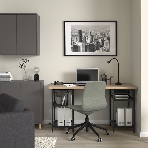 SPÄND Table leg with storage, black