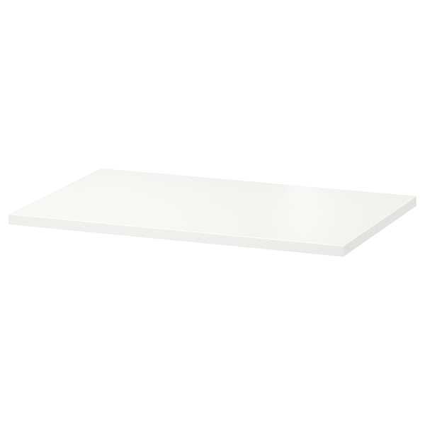 White rectangular shelf, flat, simple design, made of particleboard.