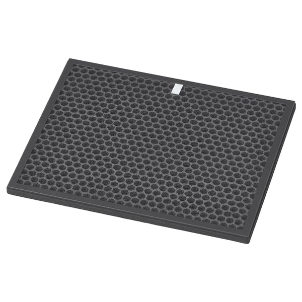 Black rectangular STARKVIND philtre with honeycomb pattern, made of polypropylene plastic, for gas cleaning and odour reduction.