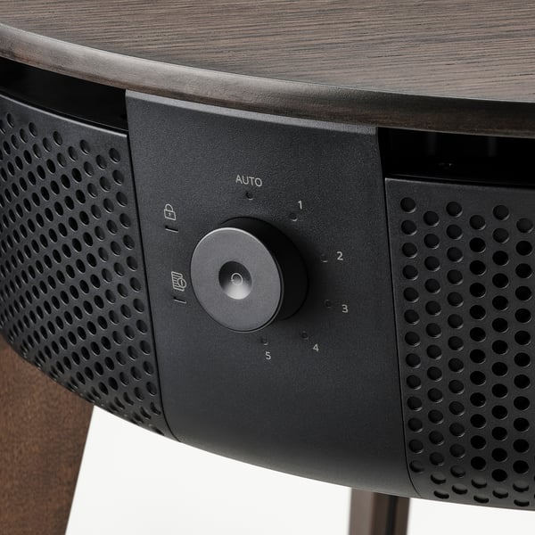 Black air purifier with controls & speakers